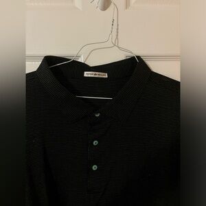great condition. Peter millar black and green polo shirt. NO RETURNS!